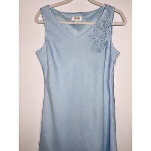 Vintage Talbots Dress Linen Blend Size 10 Soft Blue Maxi Lined